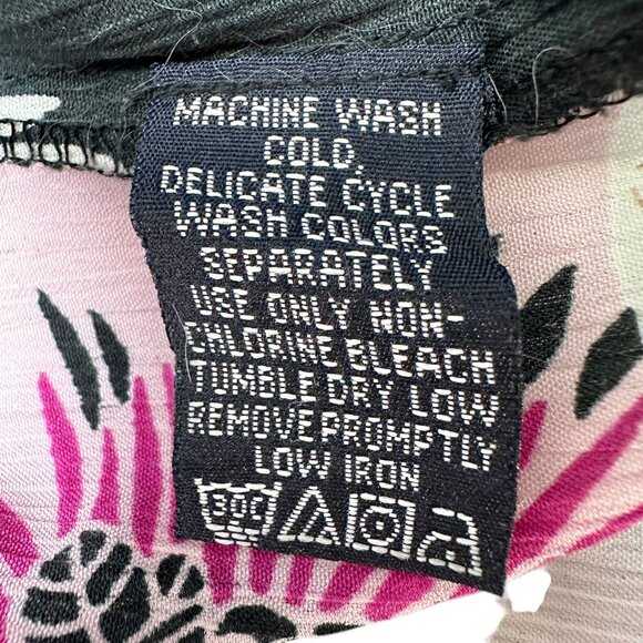 Denim 24/7 Tunic Top Womens 26W Floral Print 3/4 Sleeves Black White Pink Light - Picture 4 of 9